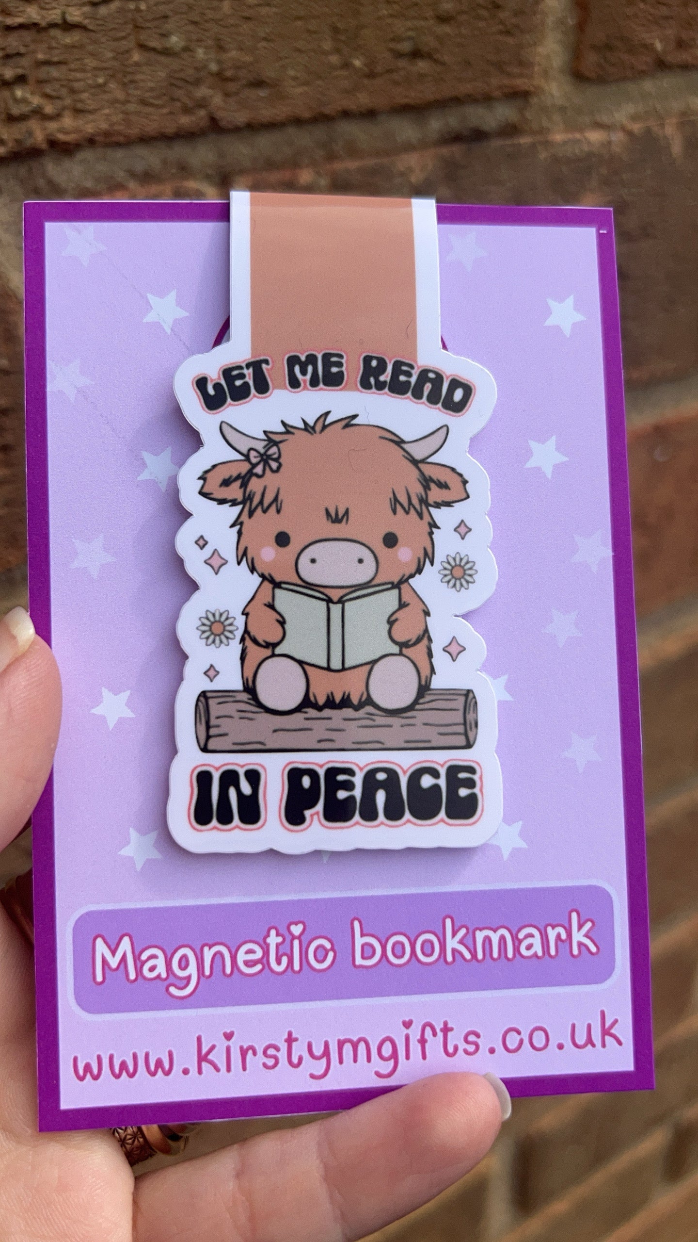 Let me read in peace highland cow magnetic bookmark