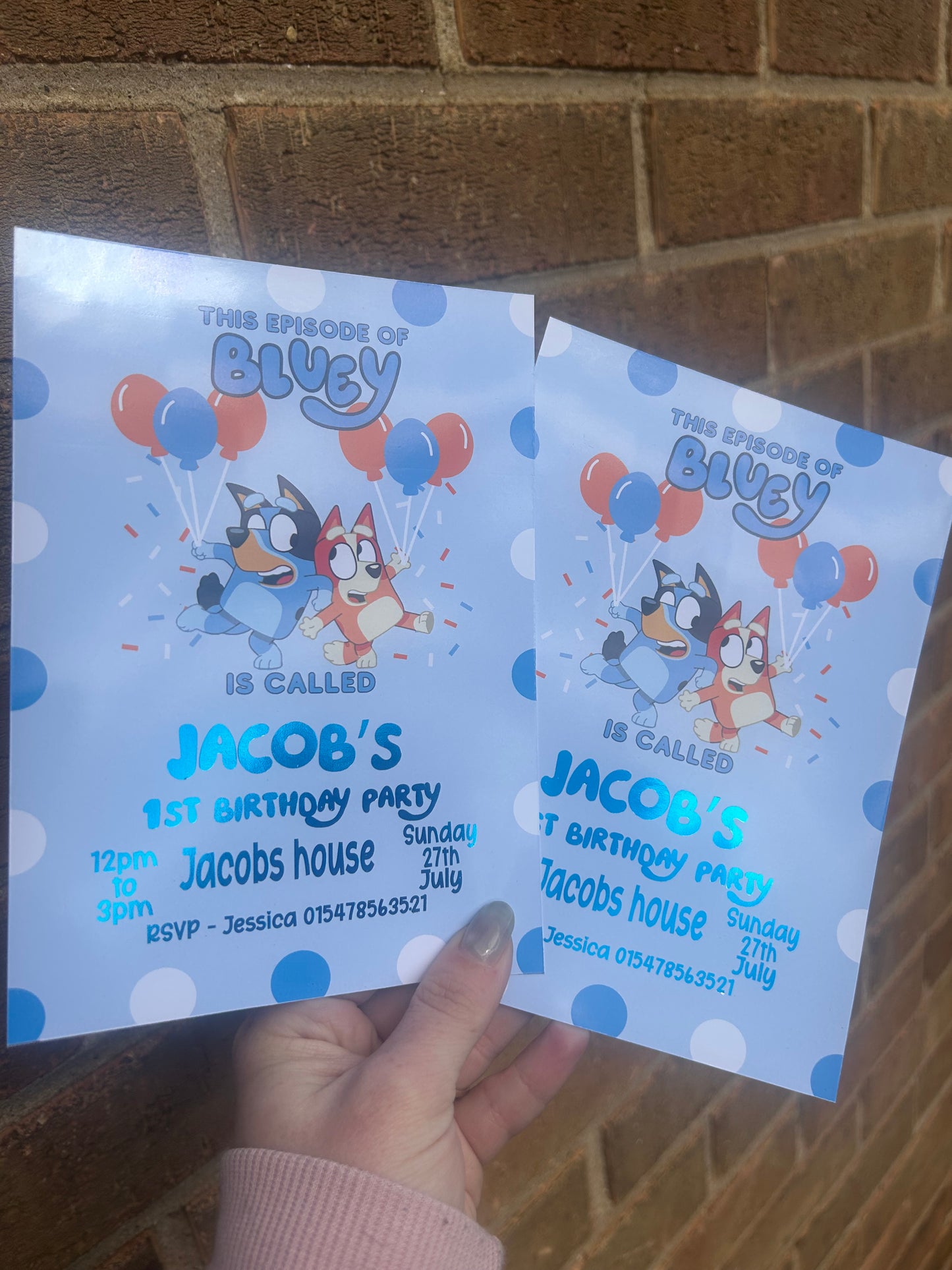 A5 Bluey birthday invites
