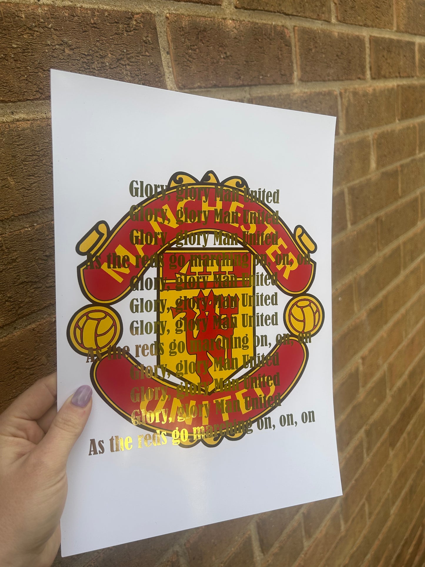 MU football A4 Wall Art Print with gold foil