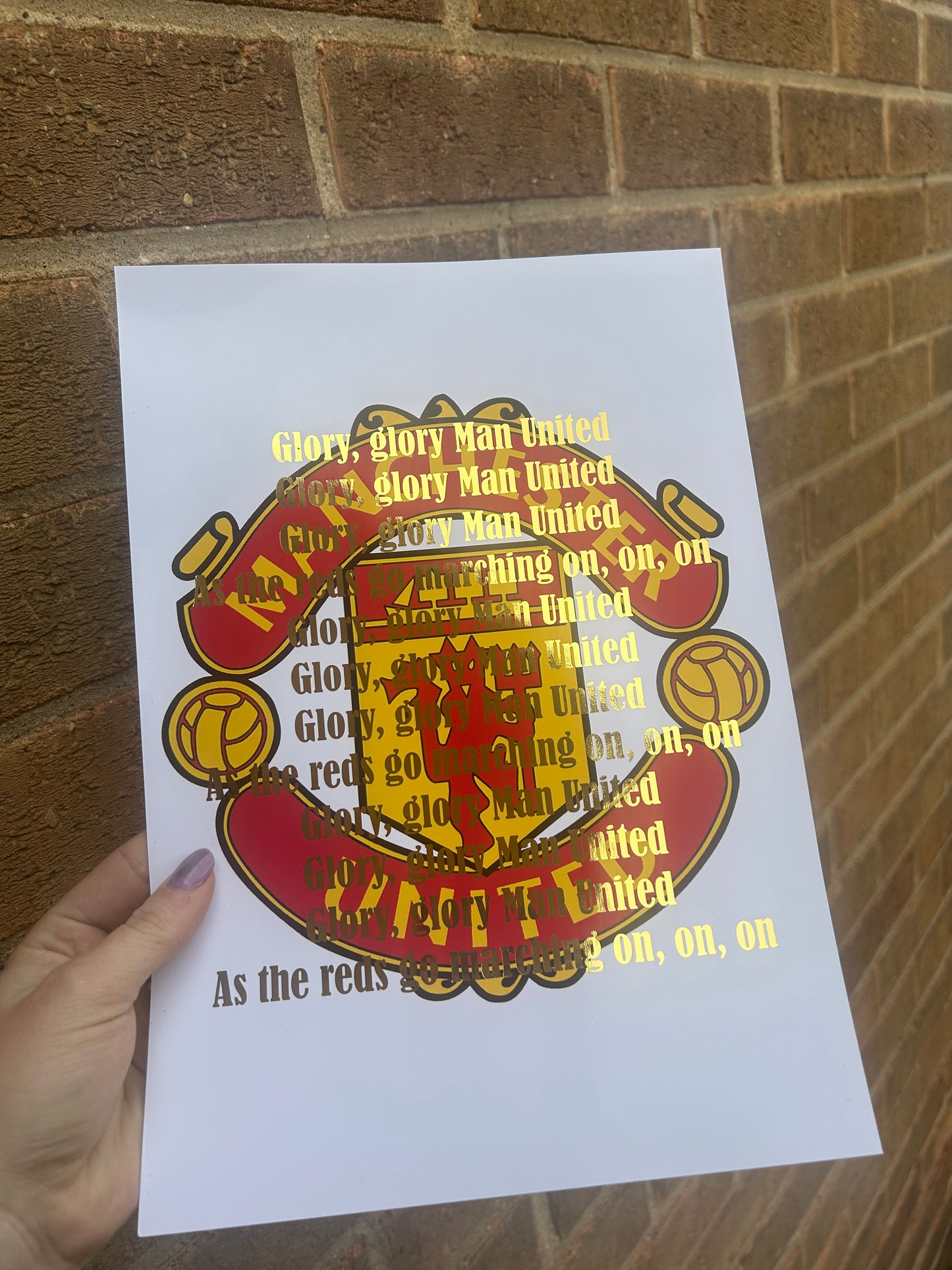 MU football A4 Wall Art Print with gold foil