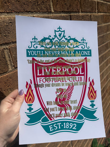 LFC football A4 Wall Art Print with gold foil