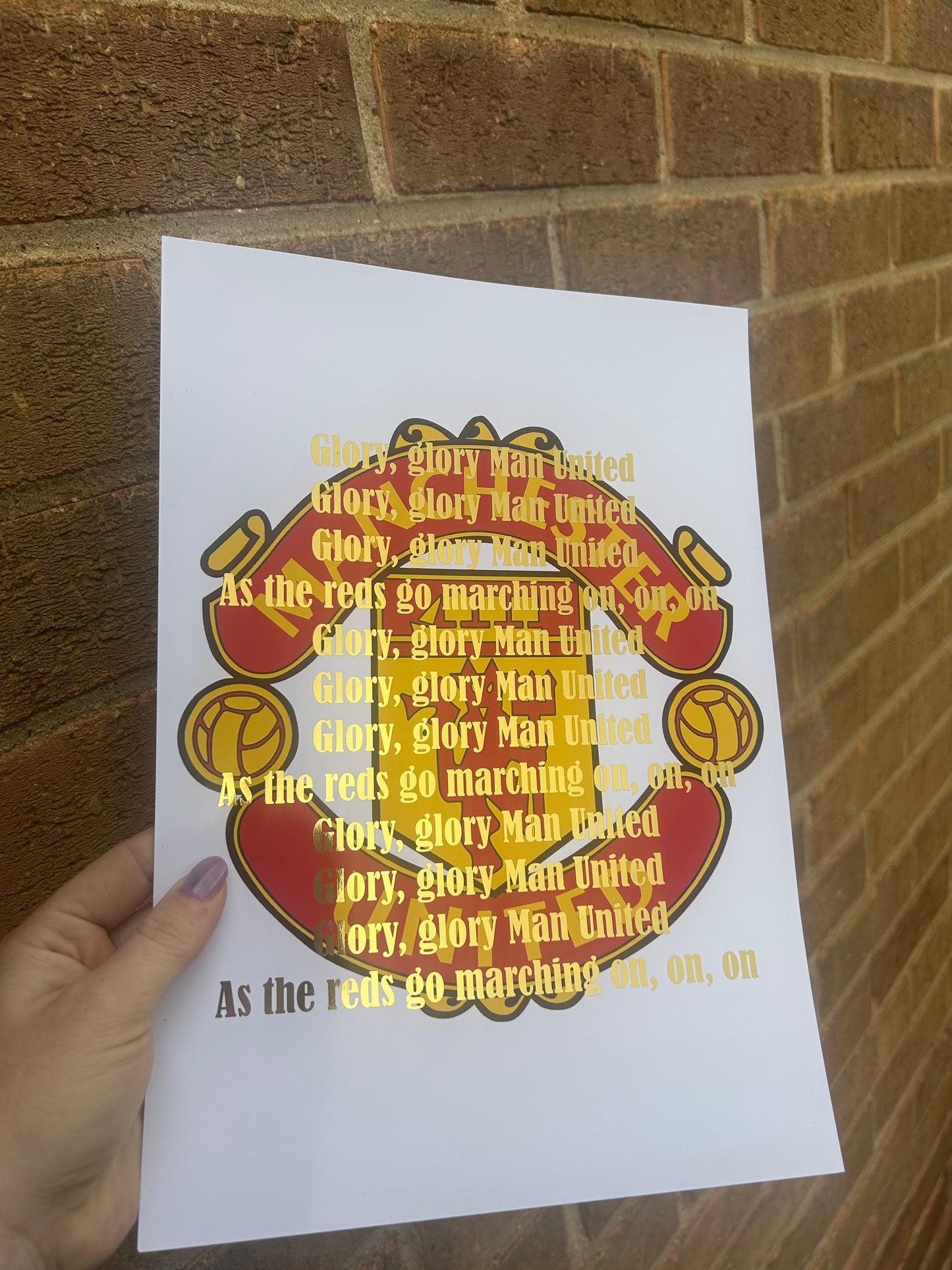 MU football A4 Wall Art Print with gold foil