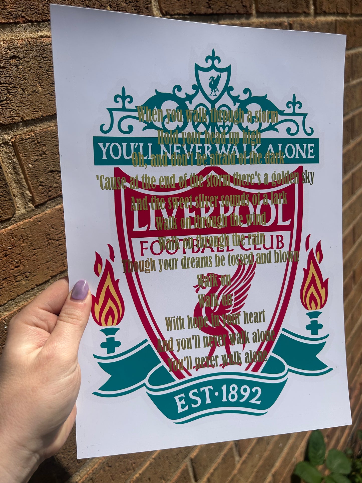 LFC football A4 Wall Art Print with gold foil
