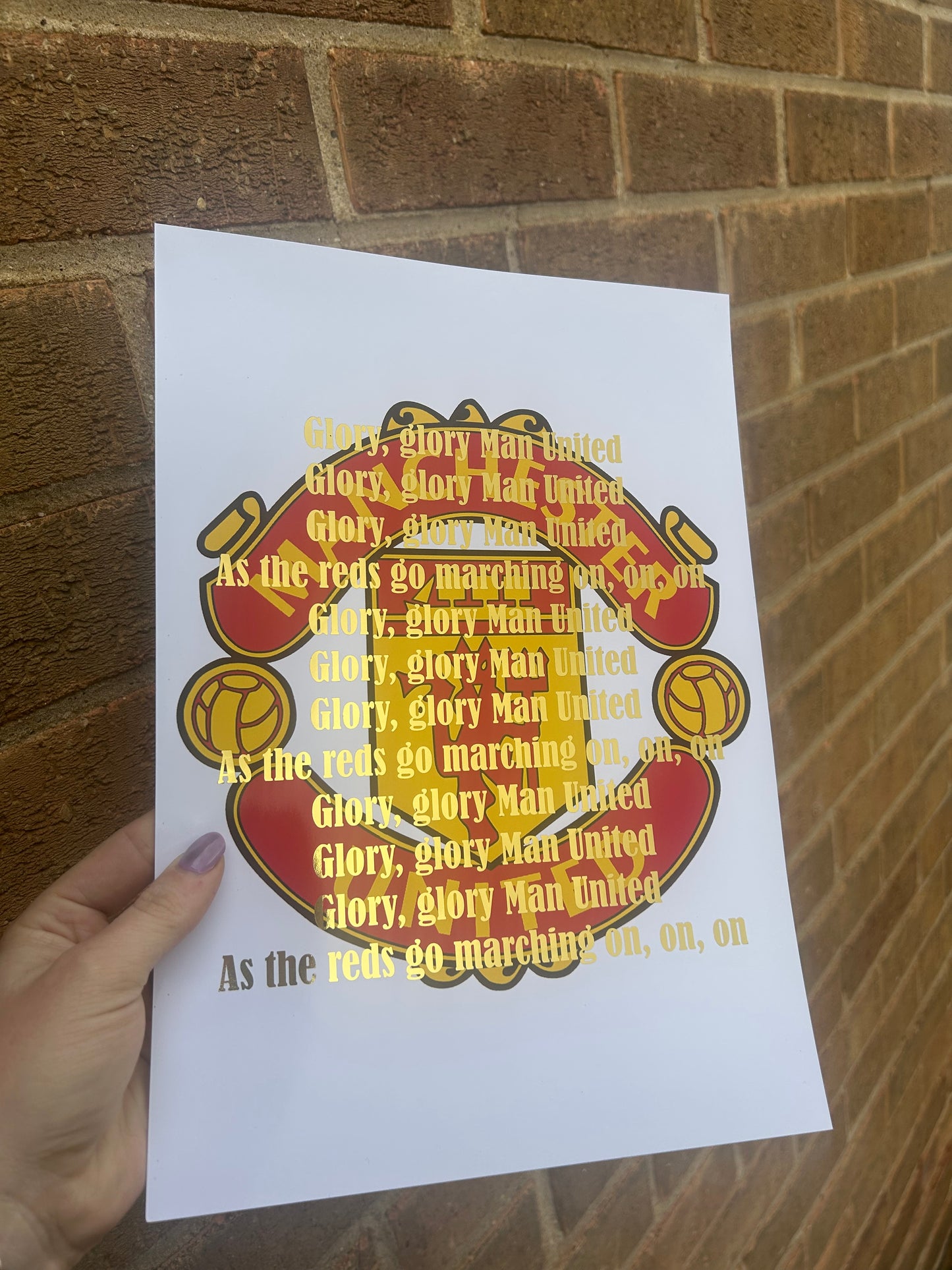 MU football A4 Wall Art Print with gold foil