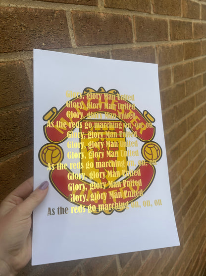 MU football A4 Wall Art Print with gold foil