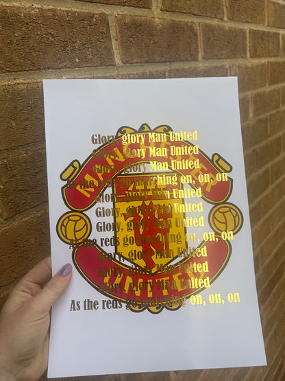 MU football A4 Wall Art Print with gold foil
