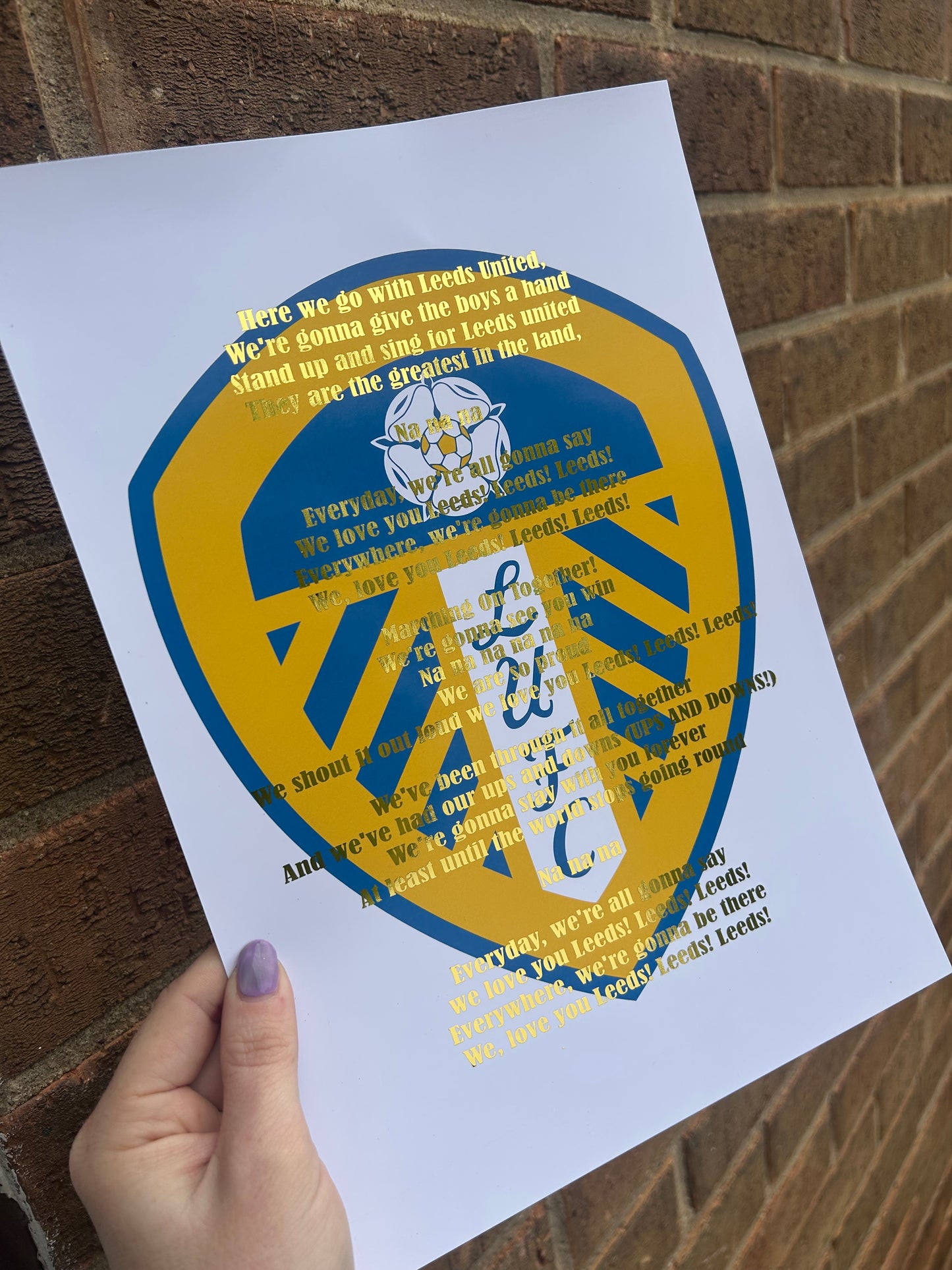 LU football A4 Wall Art Print with gold foil