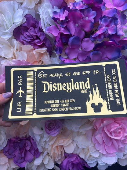 Black foiled gift tickets, holiday reveal