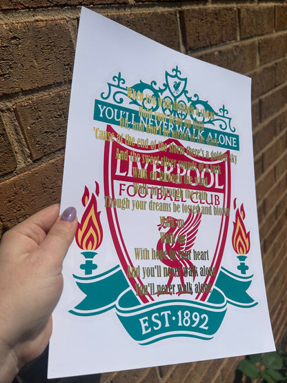 LFC football A4 Wall Art Print with gold foil