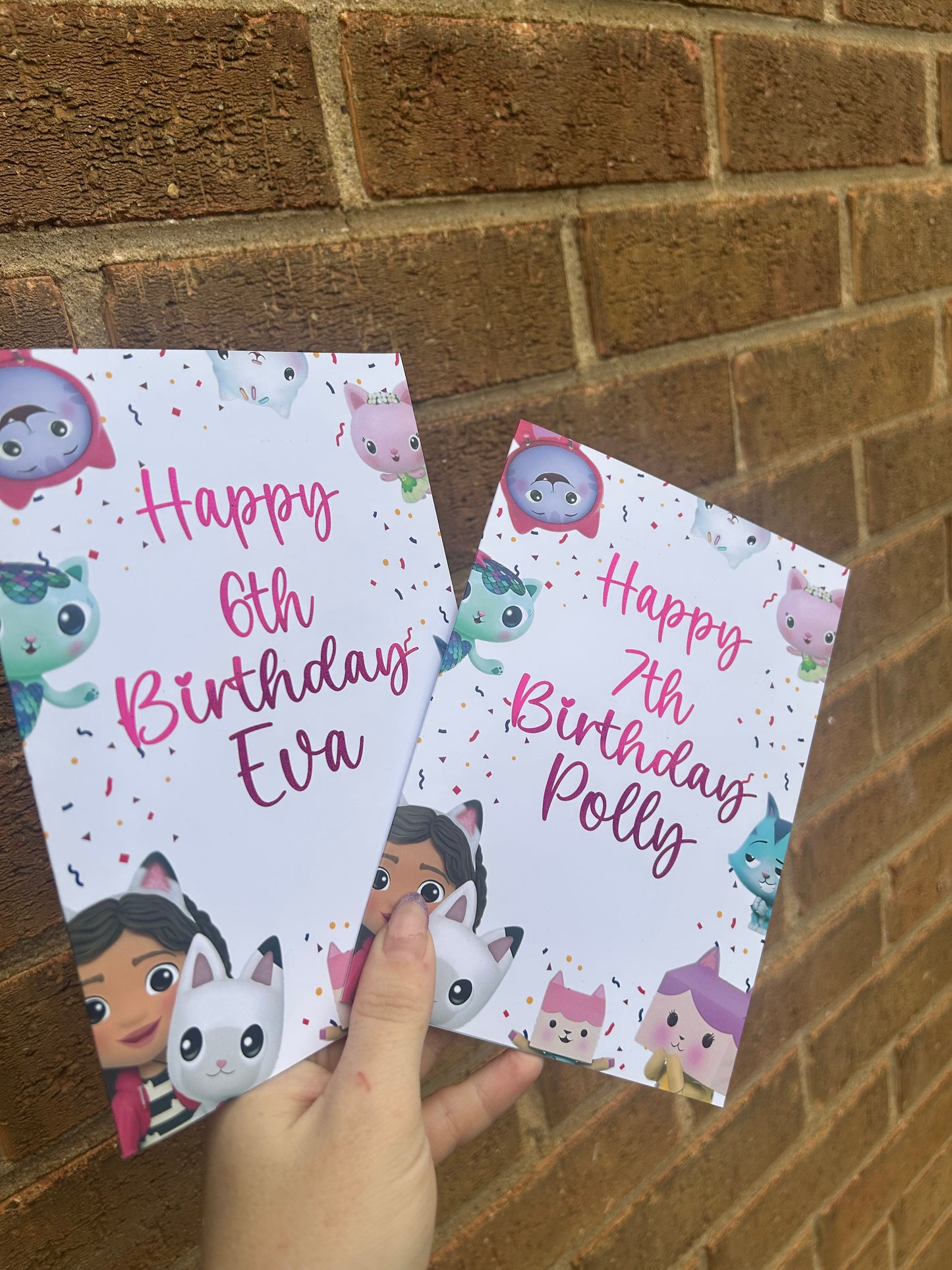 Gabbys Dollhouse Birthday Card 5x7 –  Pink Glitter Foil Finish | Cute Designer Greeting Card | Handmade Kawaii Birthday Card