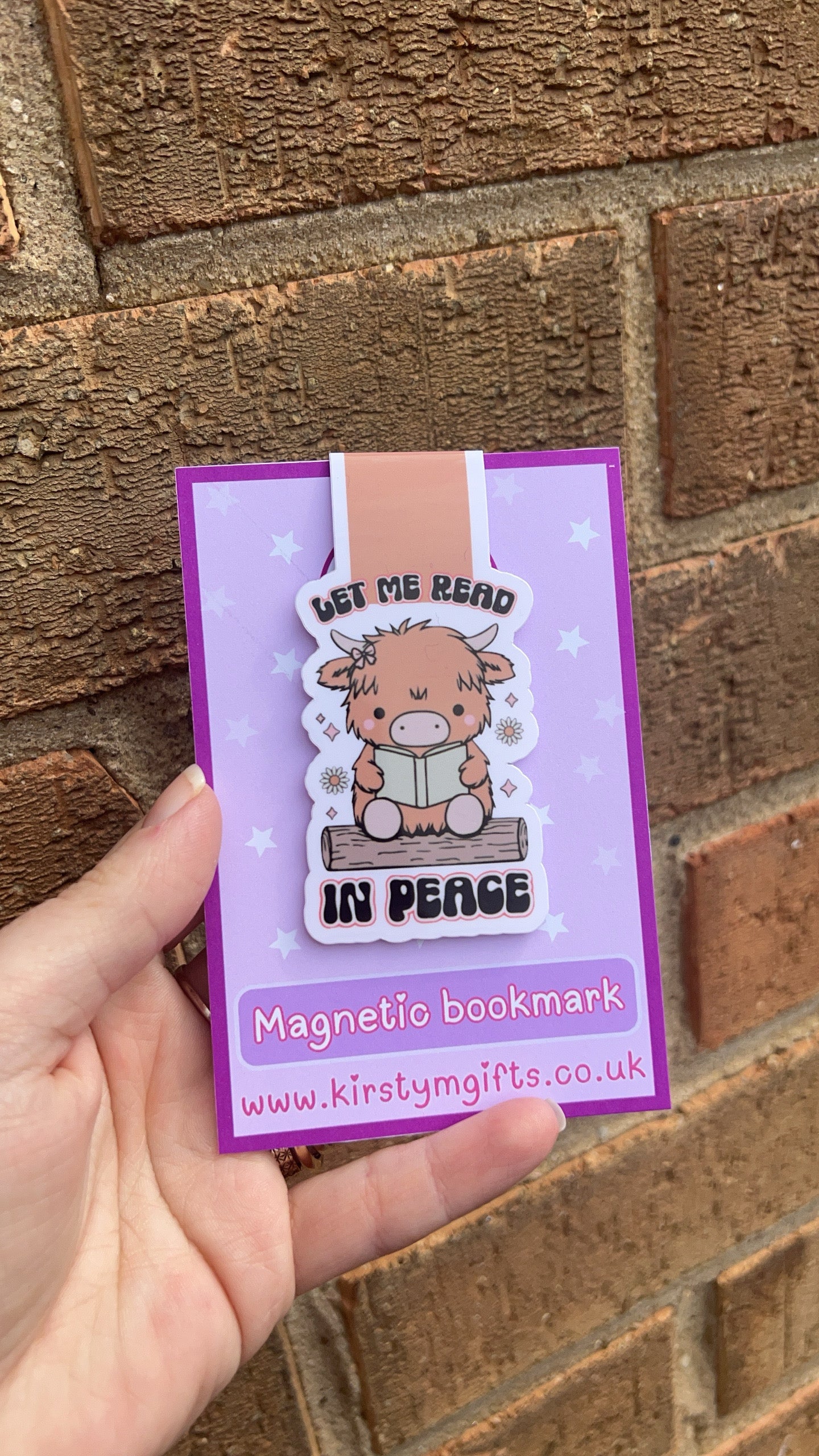 Let me read in peace highland cow magnetic bookmark
