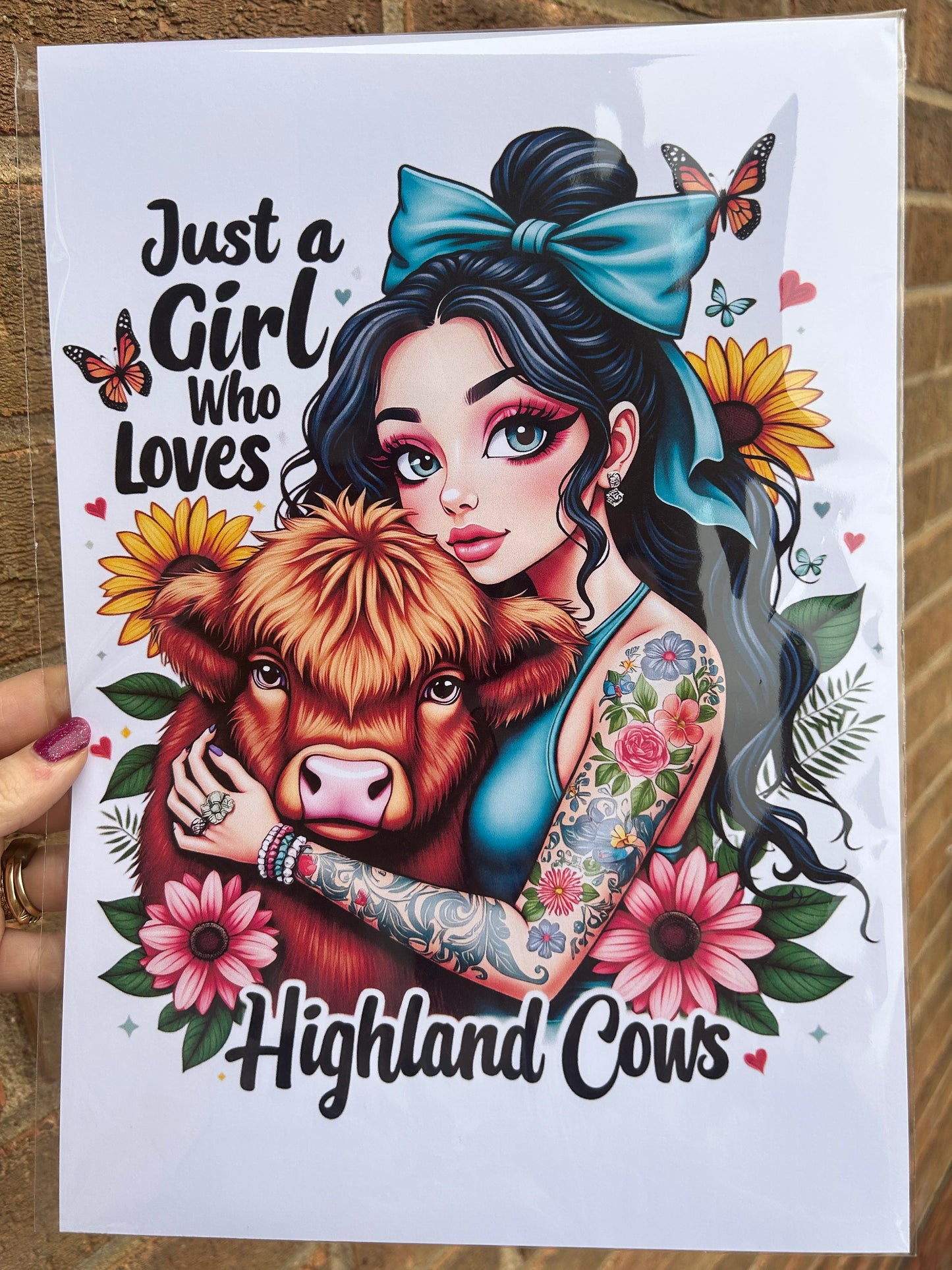 Just a girl who loves highland cows wall art a4