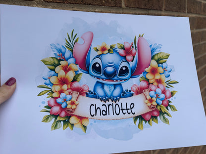 Personalised stitch wall art a4