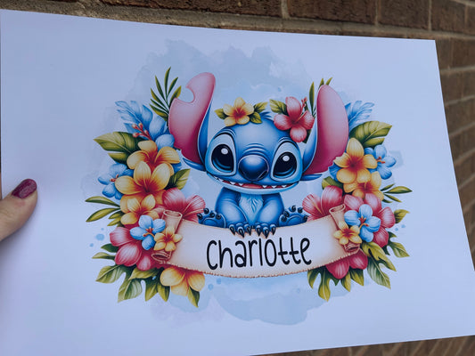 Personalised stitch wall art a4