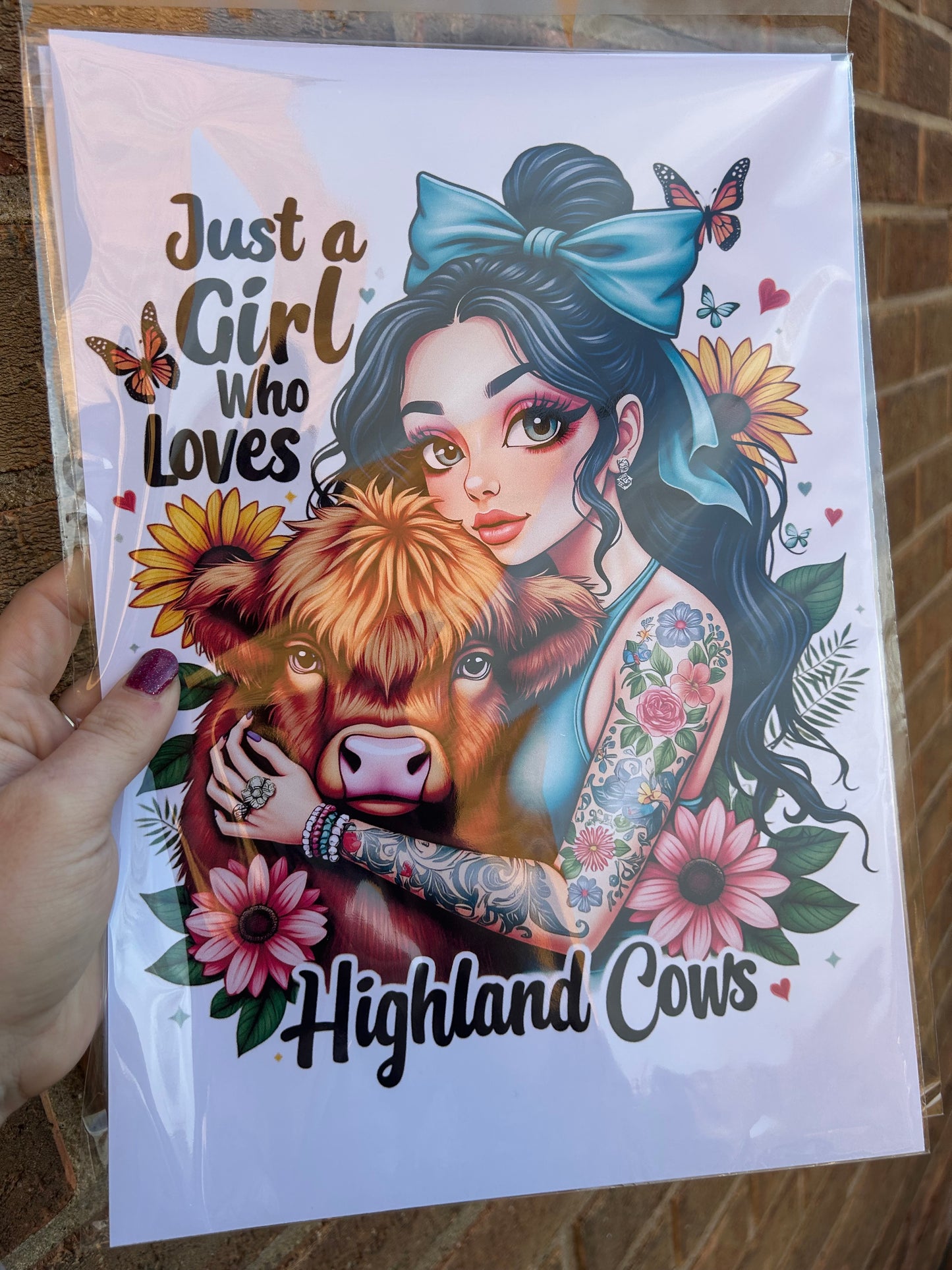 Just a girl who loves highland cows wall art a4