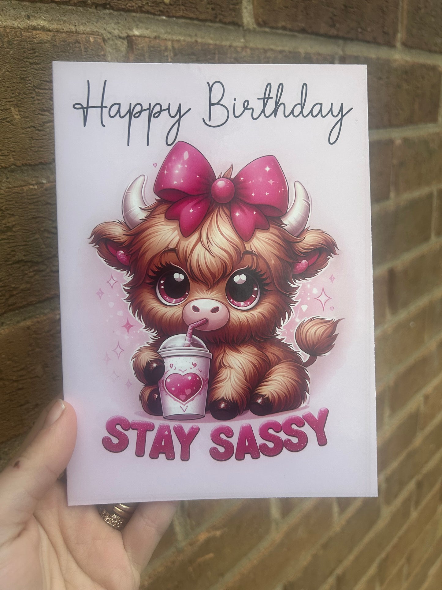 Stay Sassy Highland Cow Happy Birthday Card 5x7