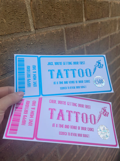 Tattoo reveal foiled ticket