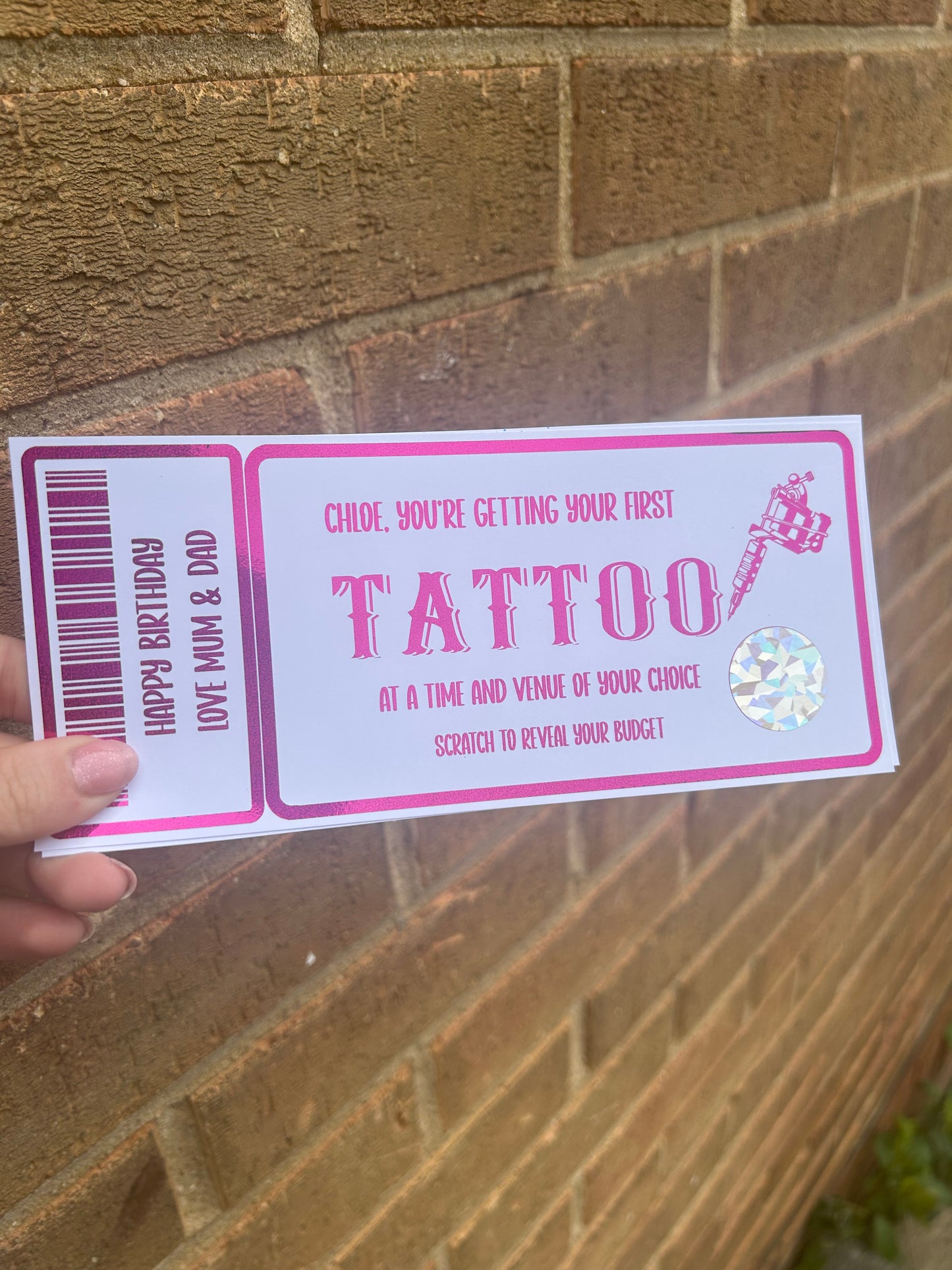 Tattoo reveal foiled ticket