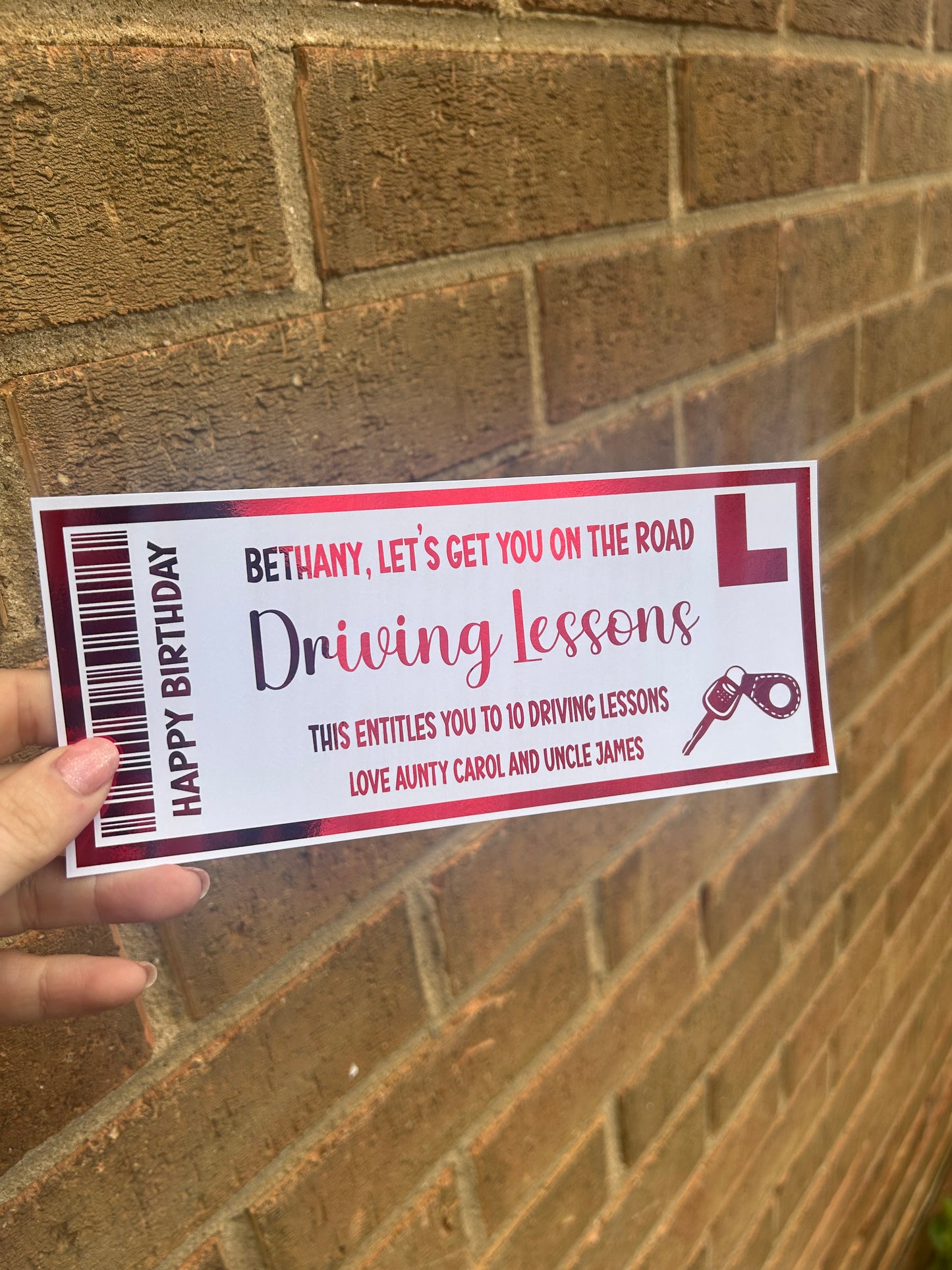 Driving lessons foiled ticket gift