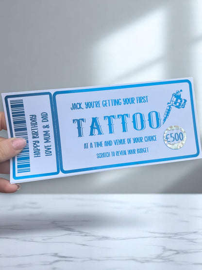 Tattoo reveal foiled ticket