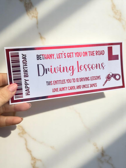Driving lessons foiled ticket gift