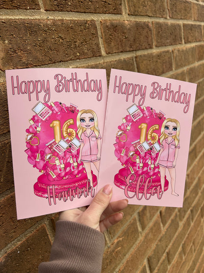 Make up Girls birthday card 5x7