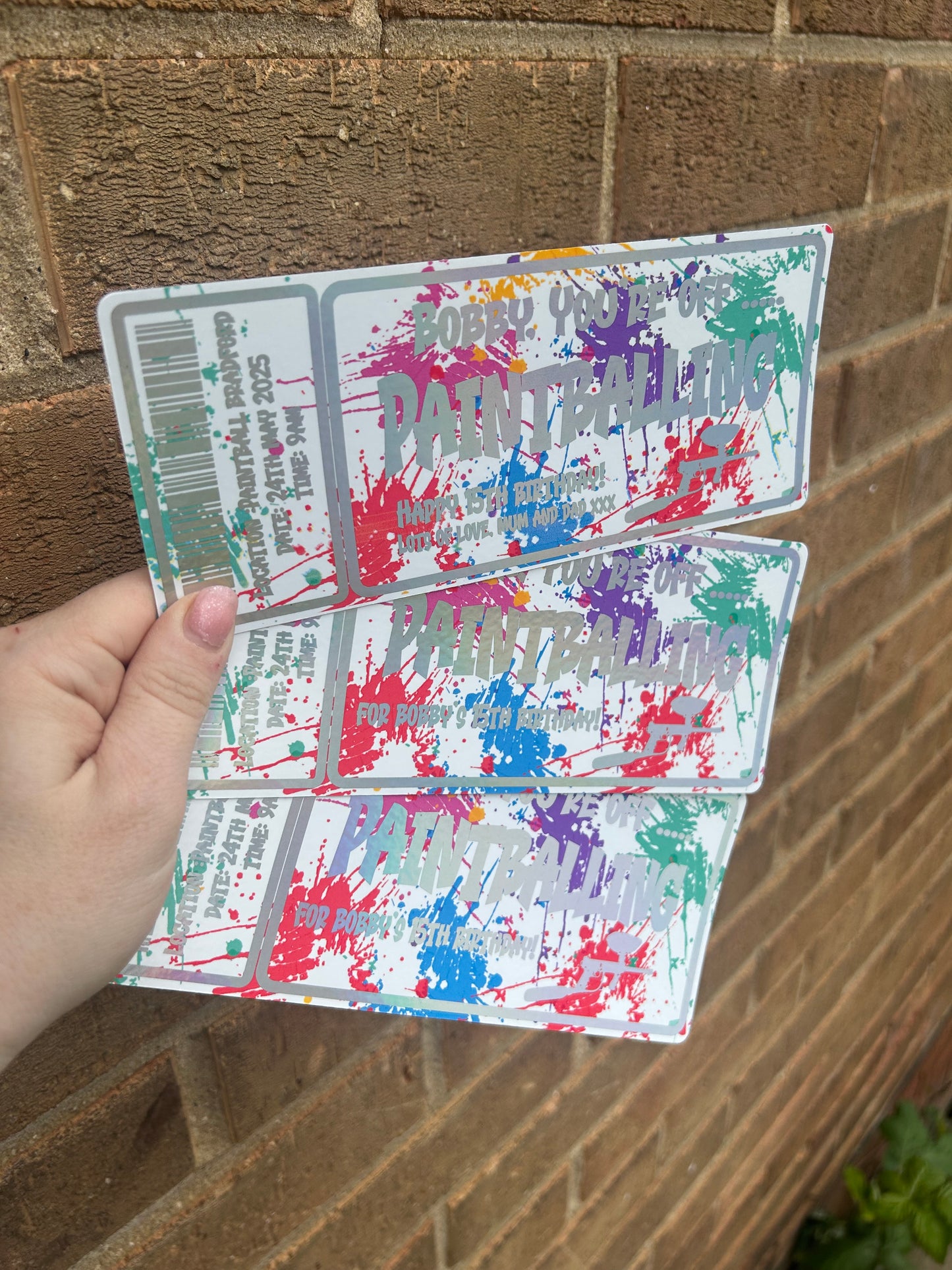 Paintballing foiled ticket