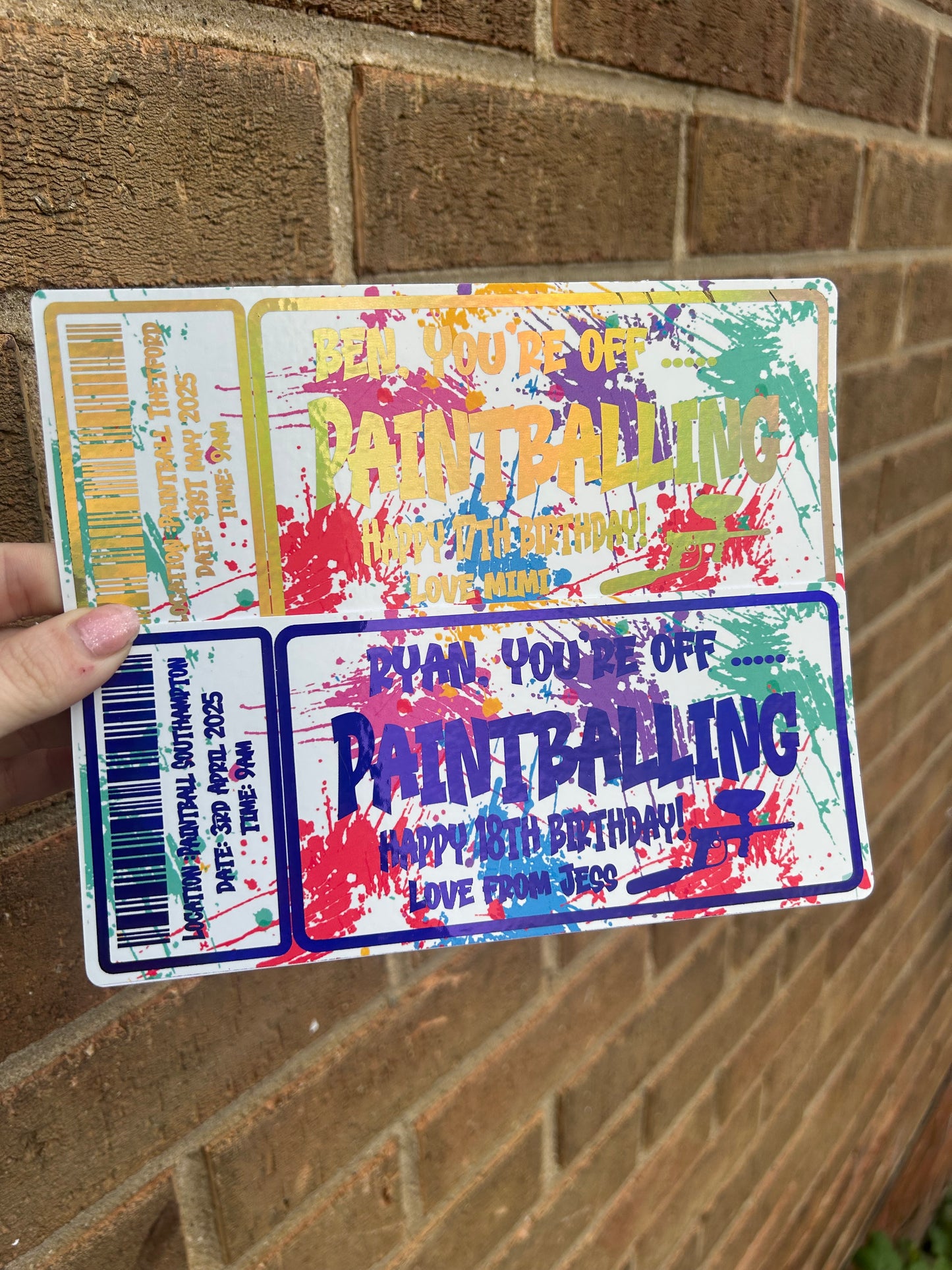 Paintballing foiled ticket