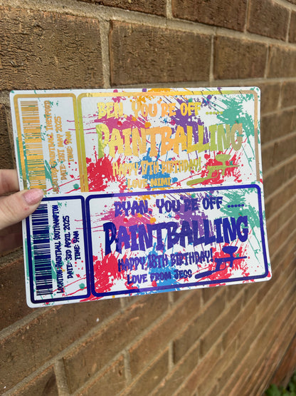 Paintballing foiled ticket