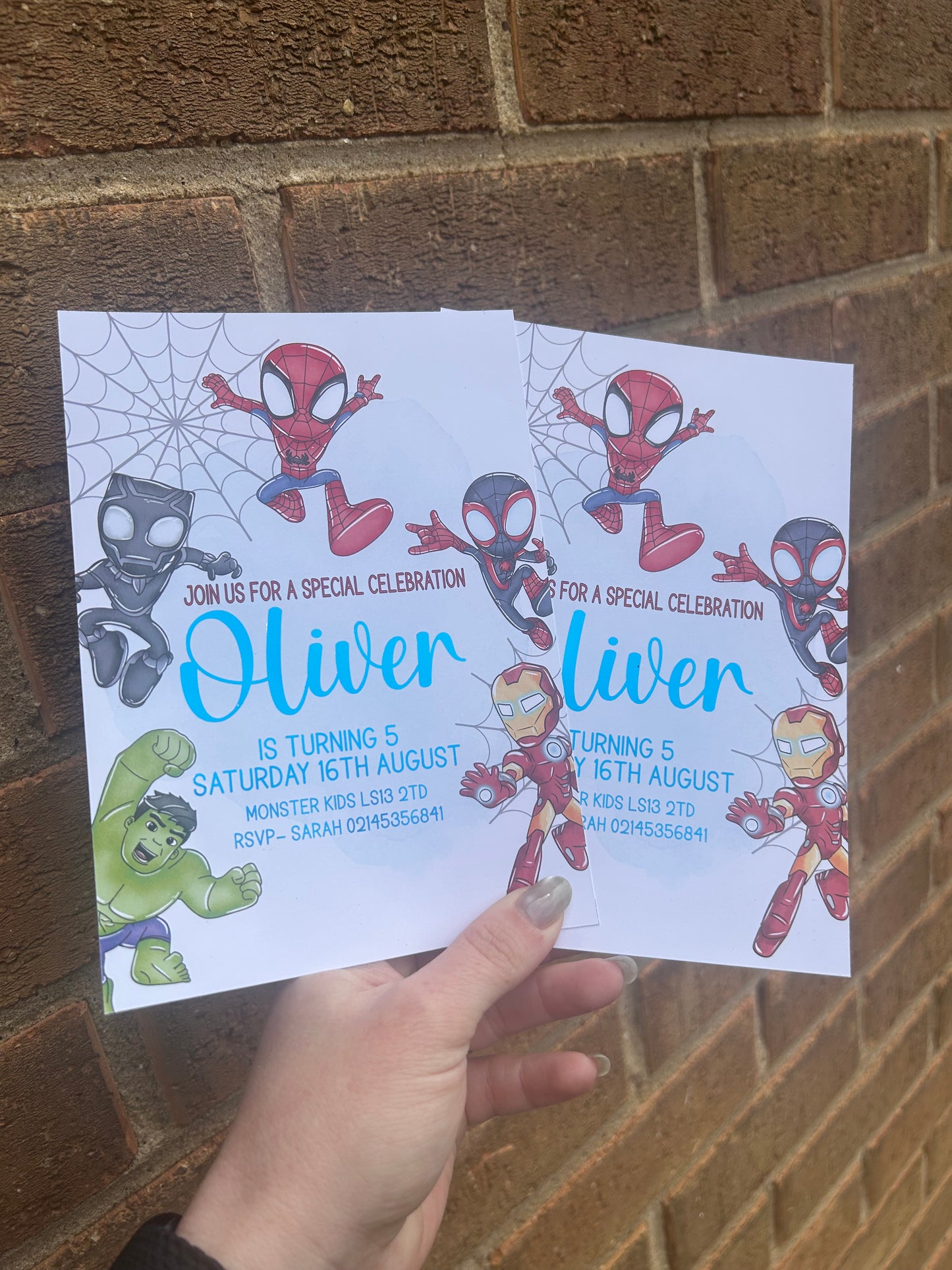 A5 Superhero birthday invites