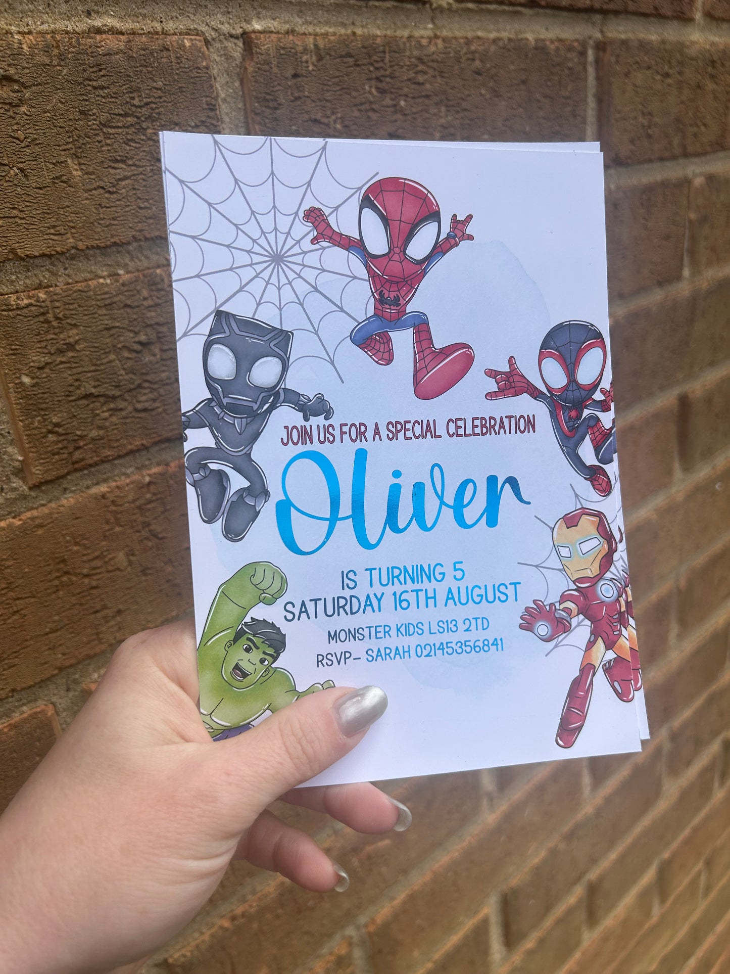 A5 Superhero birthday invites