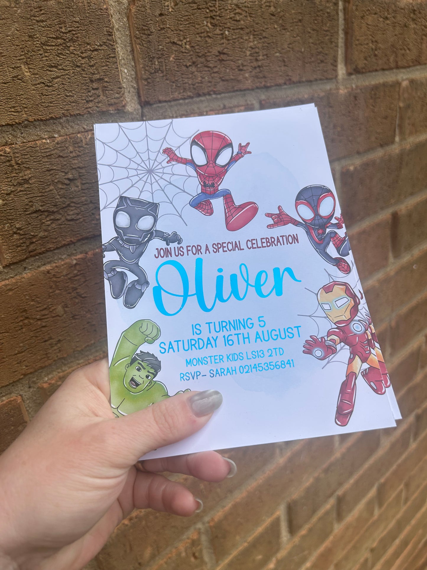 A5 Superhero birthday invites