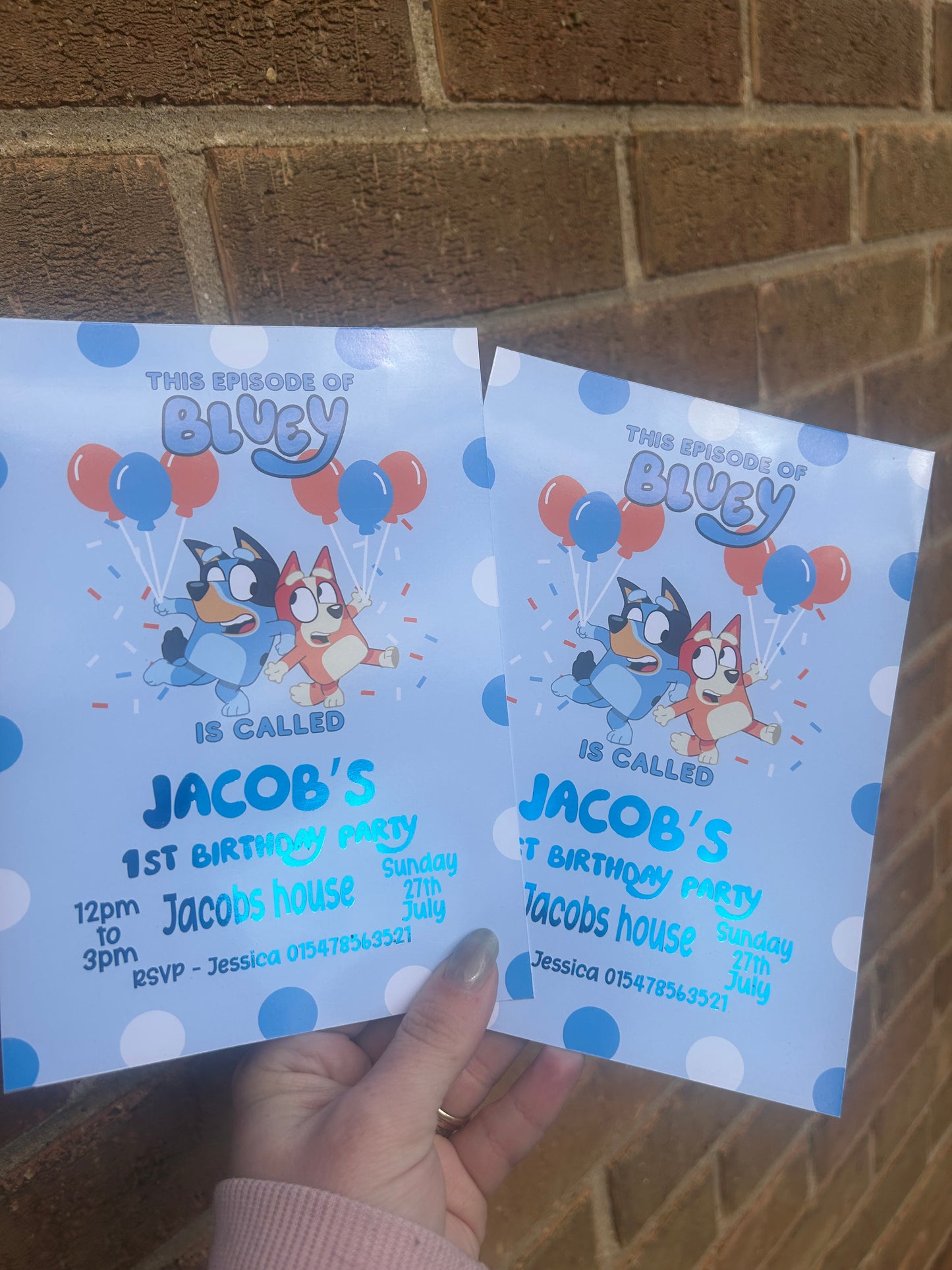 A5 Bluey birthday invites