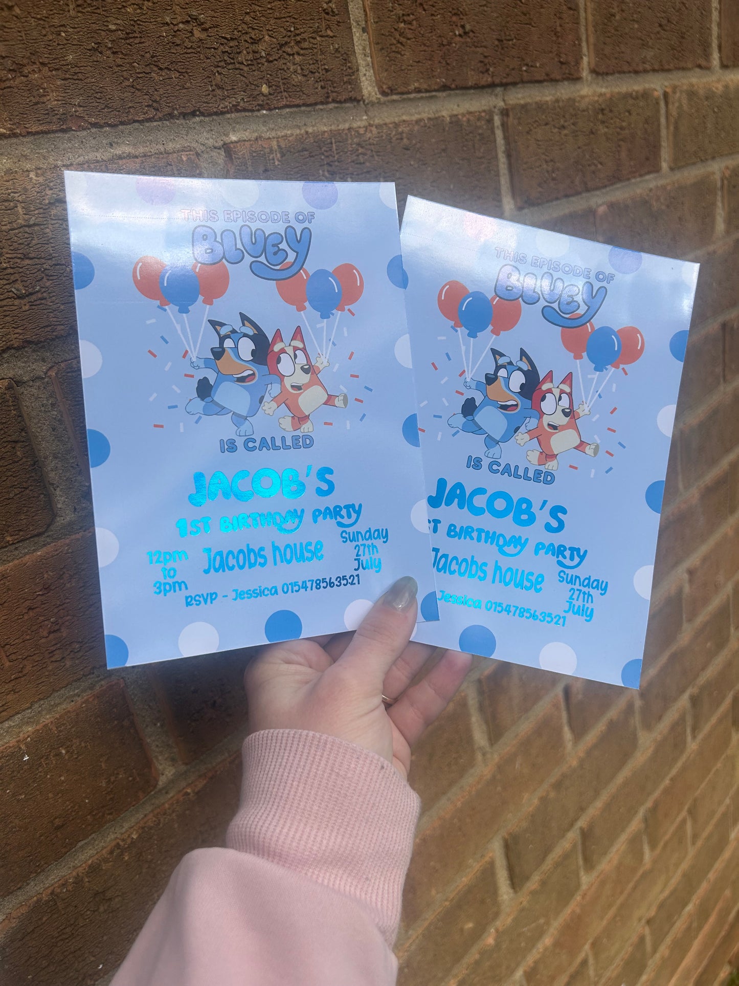A5 Bluey birthday invites