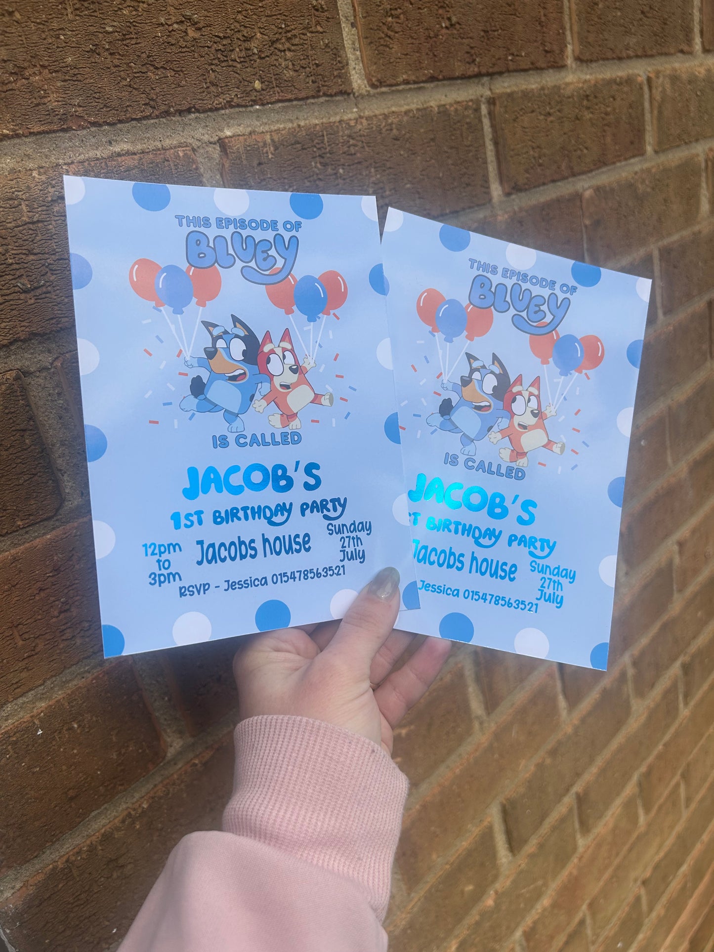 A5 Bluey birthday invites