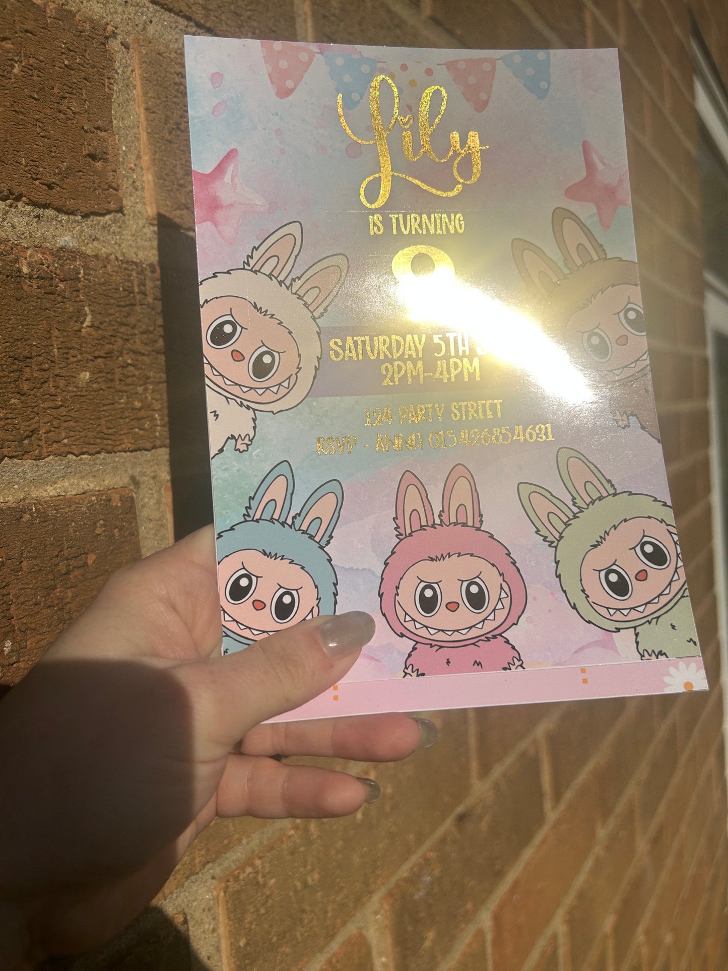 A5 Labubu birthday invites