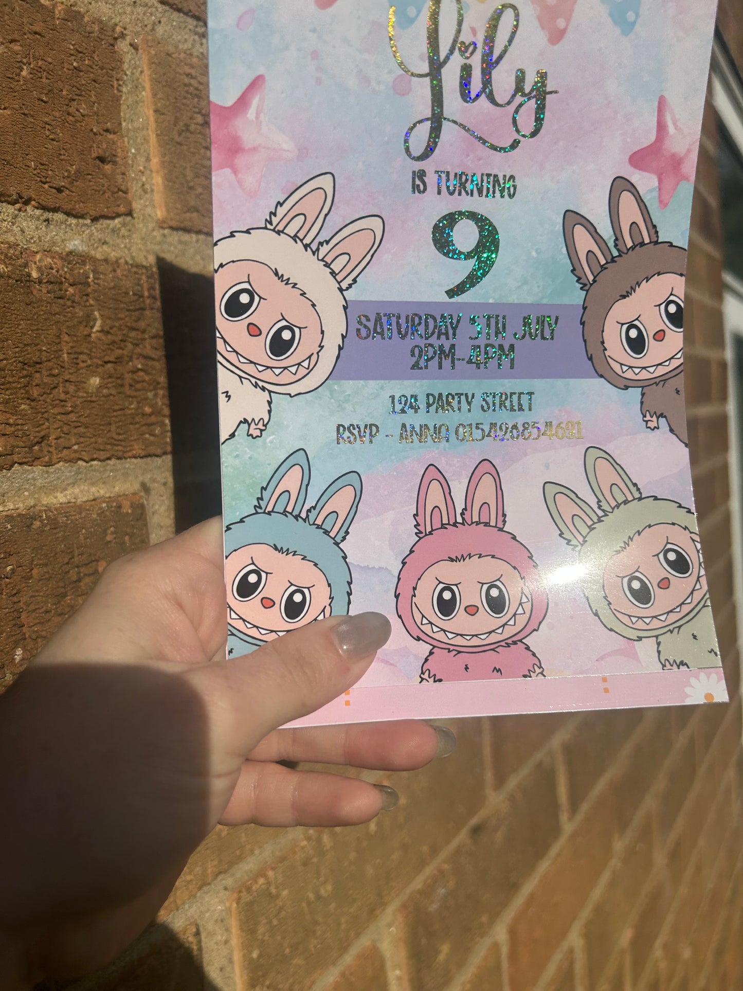 A5 Labubu birthday invites