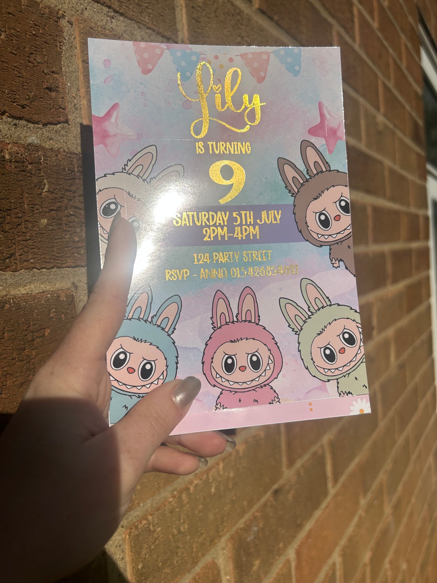 A5 Labubu birthday invites