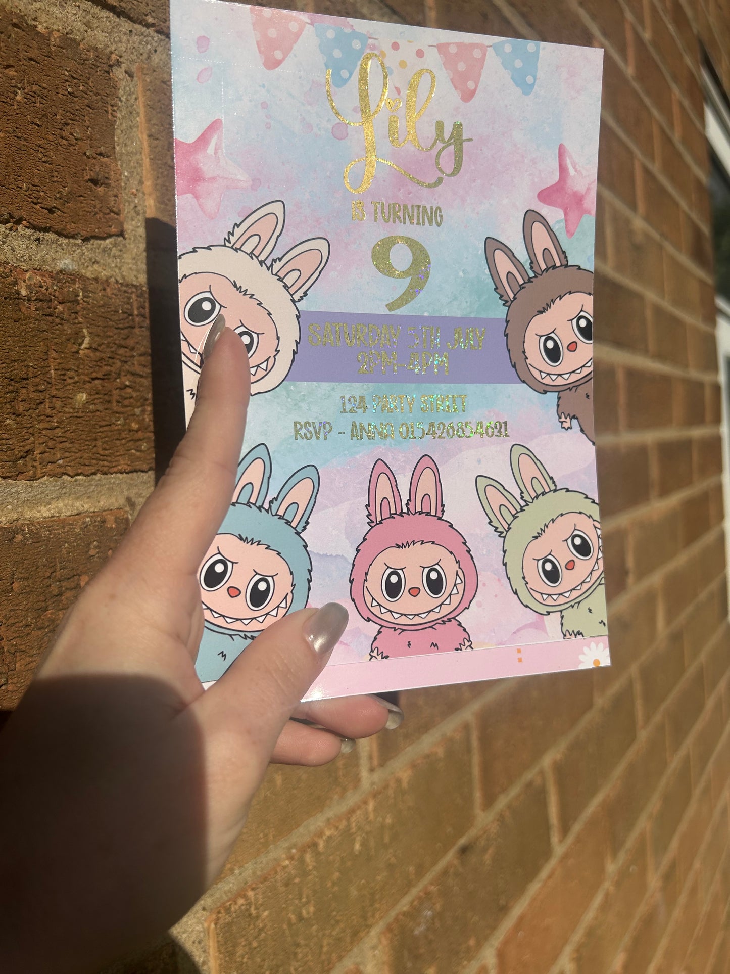 A5 Labubu birthday invites