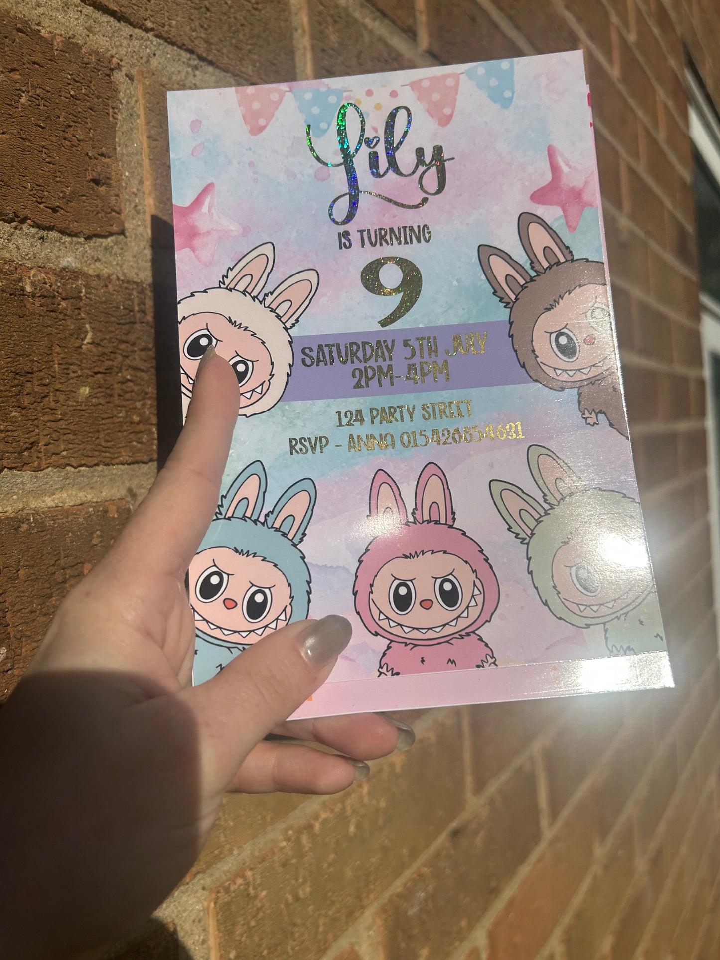 A5 Labubu birthday invites