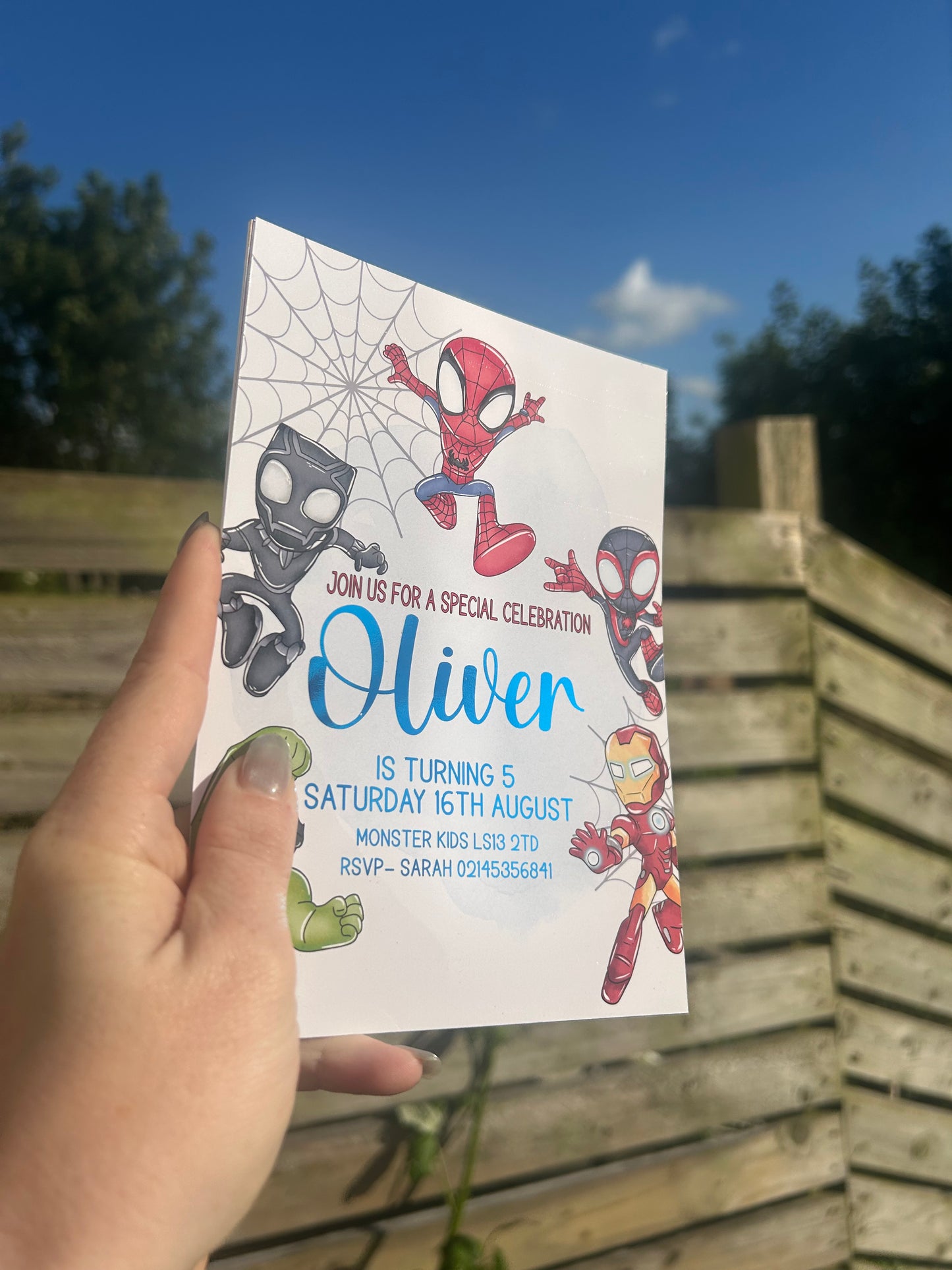 A5 Superhero birthday invites