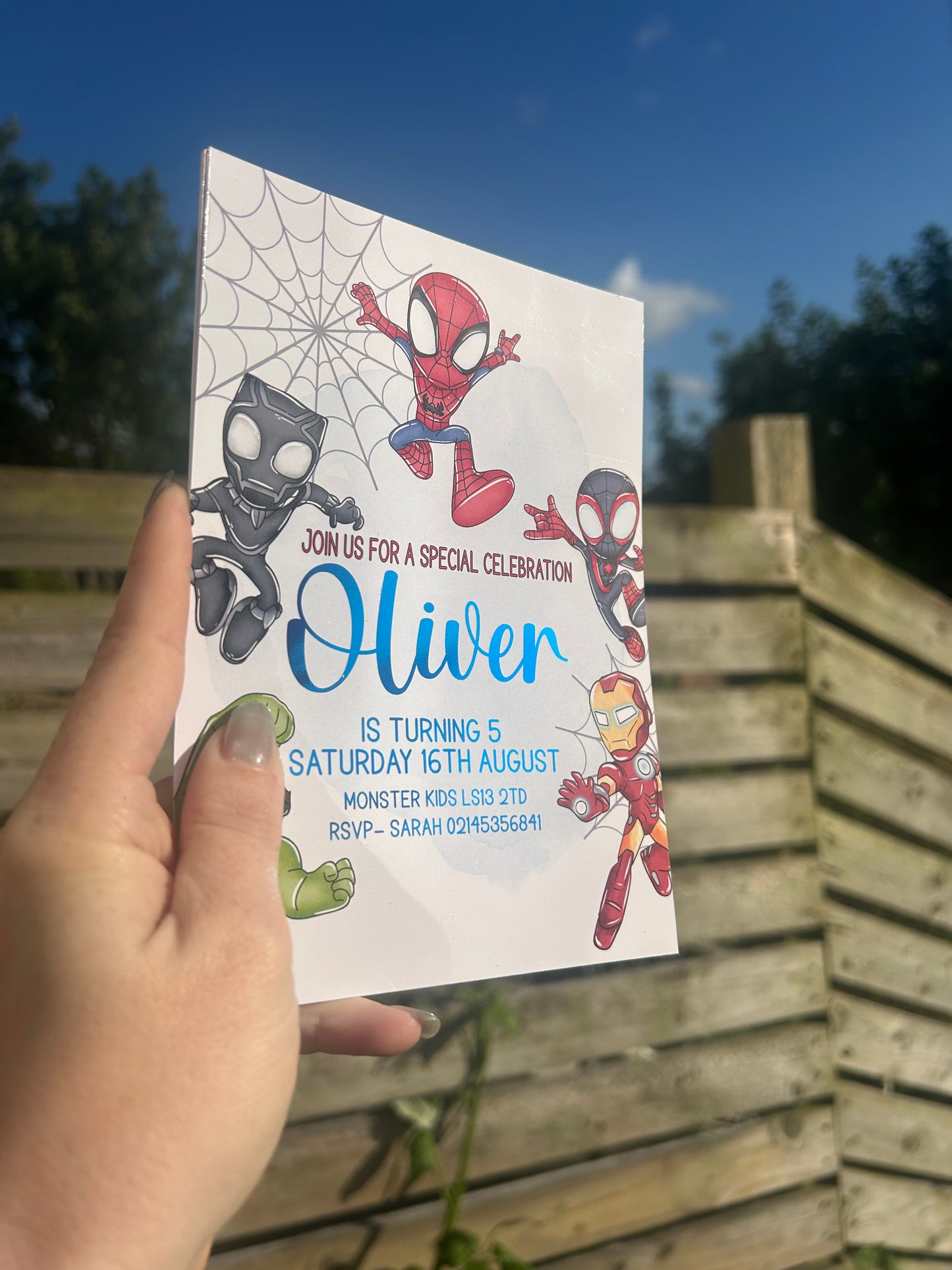 A5 Superhero birthday invites