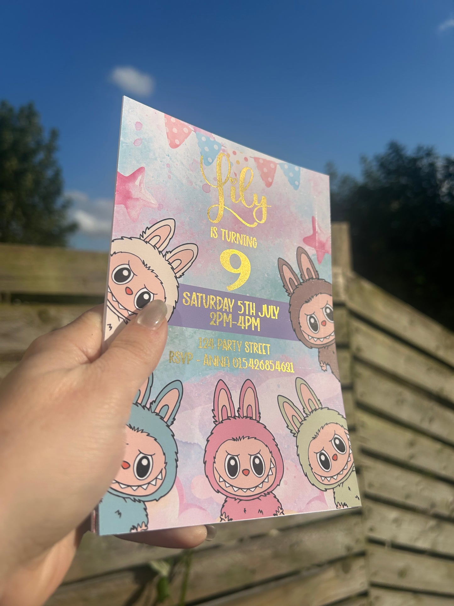 A5 Labubu birthday invites