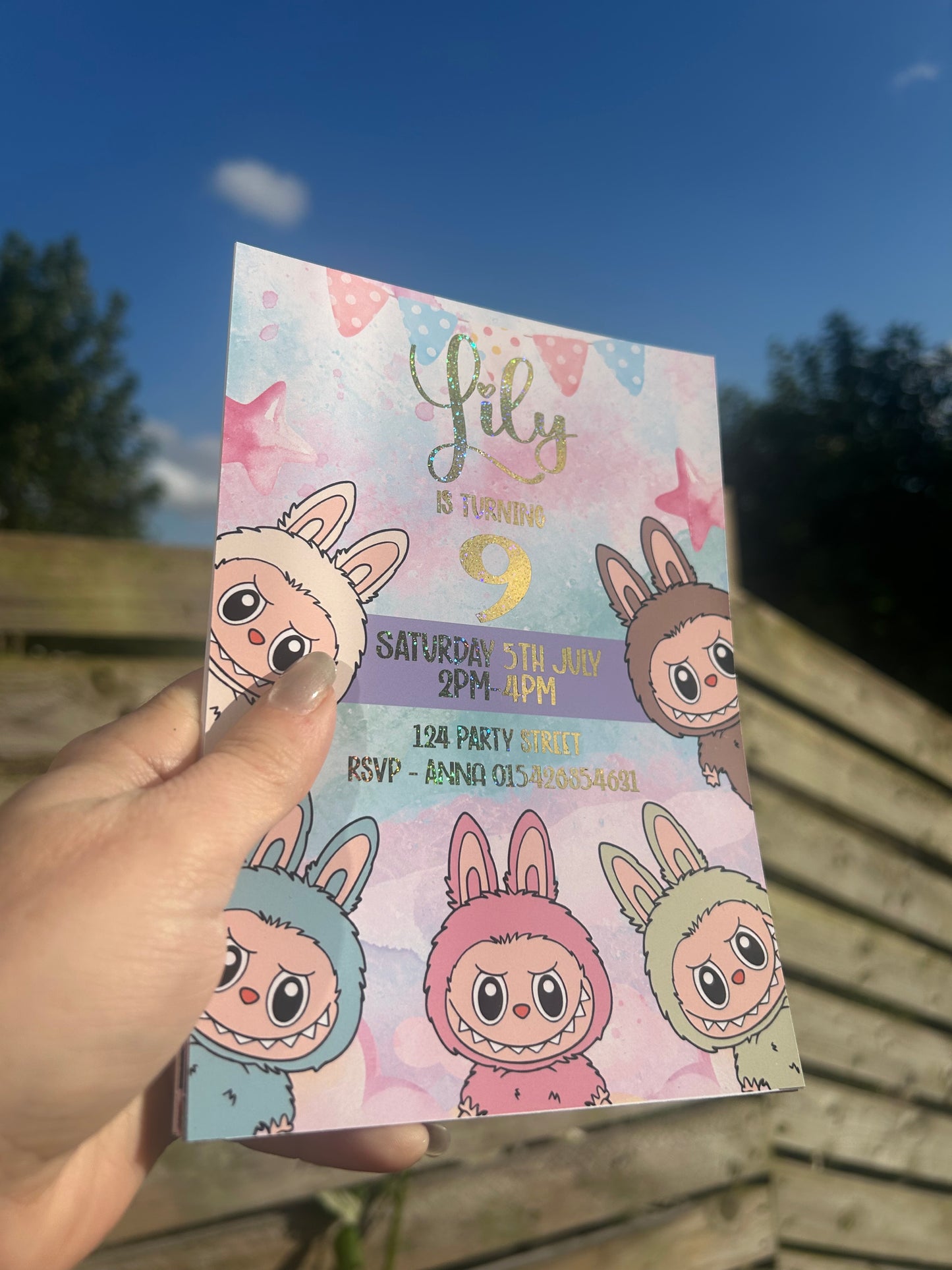 A5 Labubu birthday invites