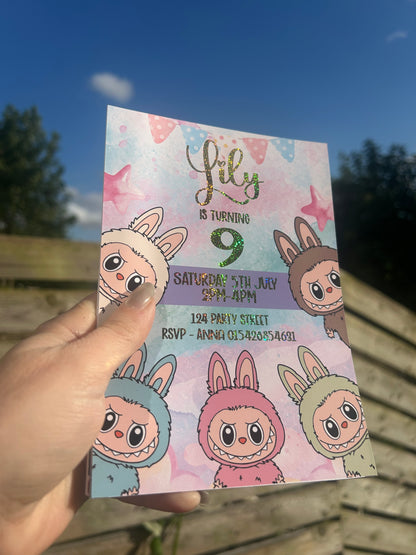 A5 Labubu birthday invites
