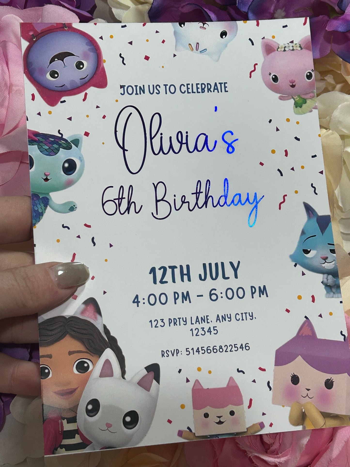 A5 Gabbys dollhouse birthday invites