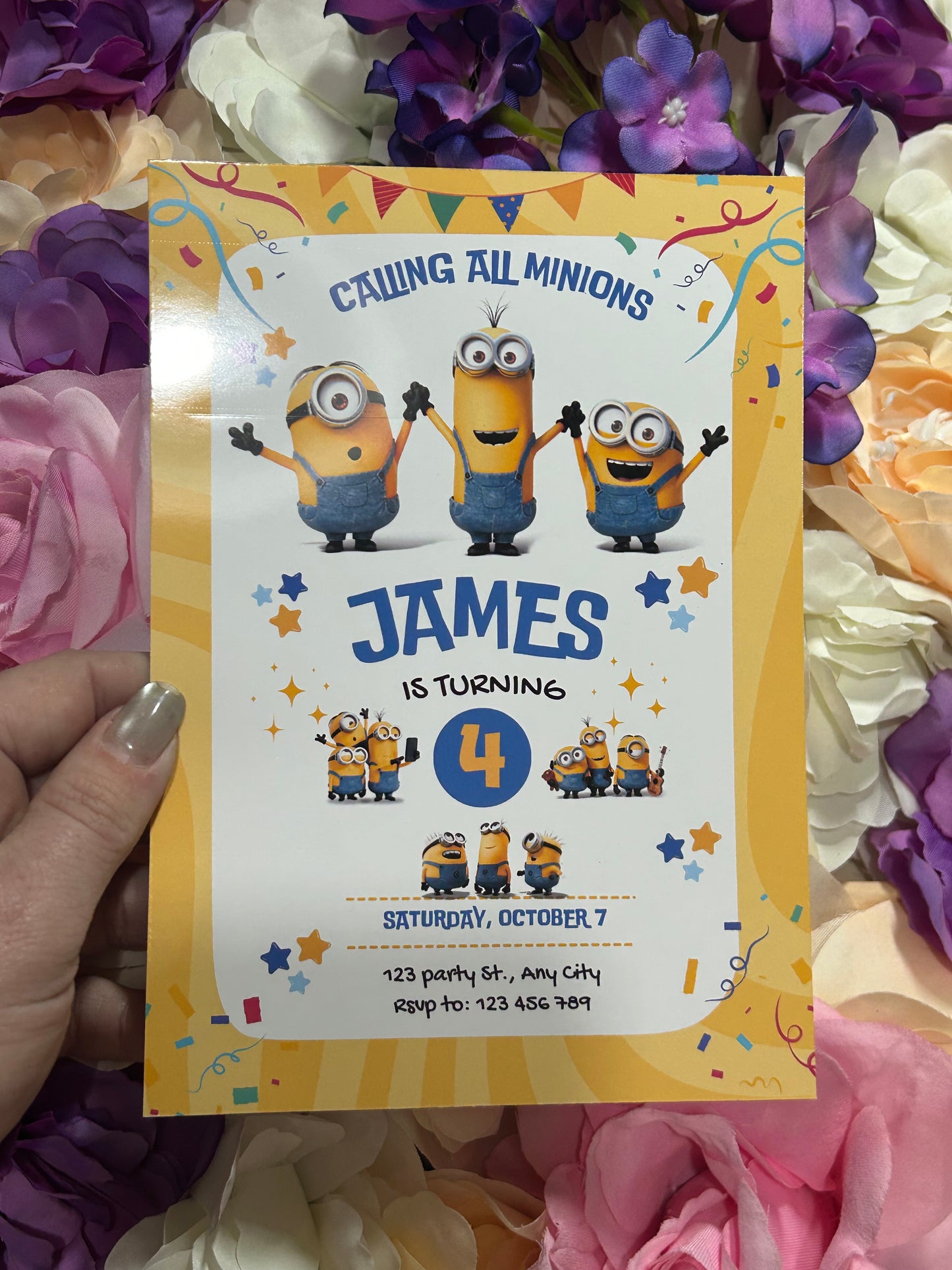 A5 Minions birthday invites