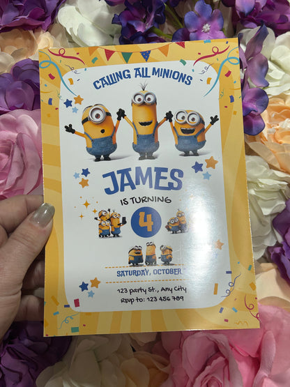 A5 Minions birthday invites