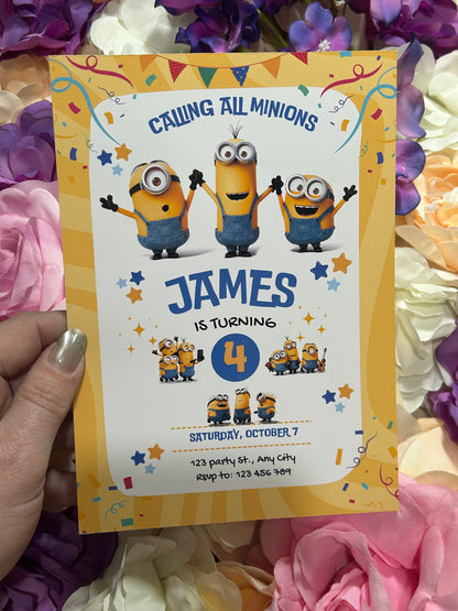 A5 Minions birthday invites