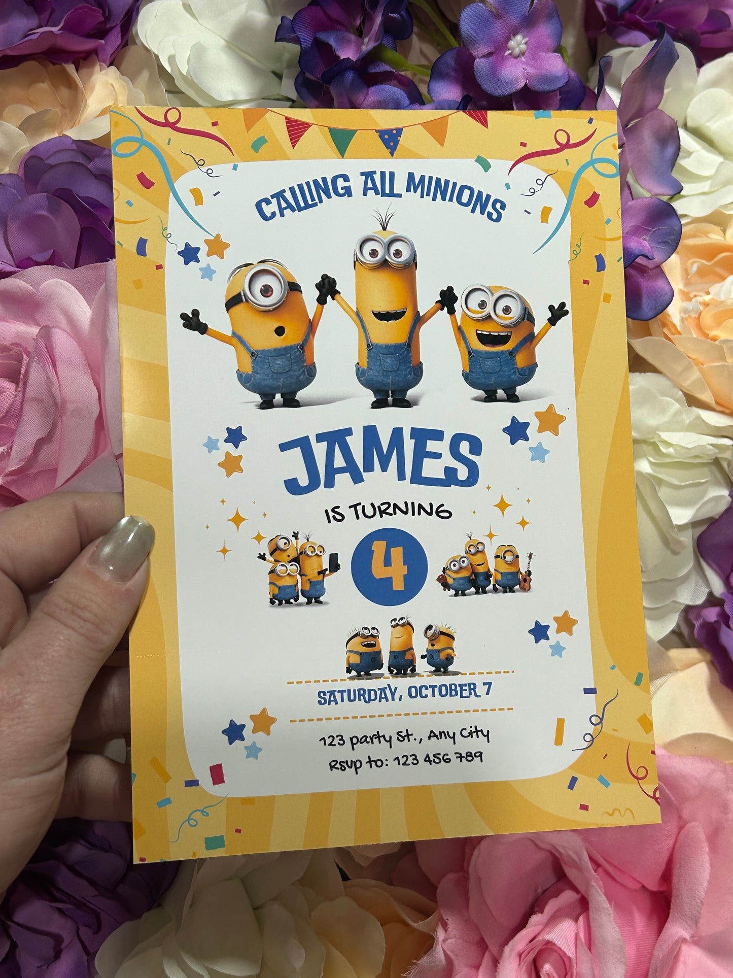 A5 Minions birthday invites